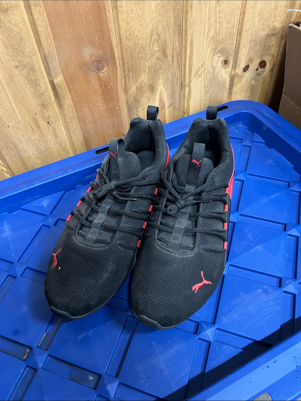 Puma Black Sneakers with Red Trim